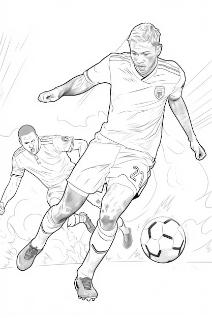 Premium ai image coloring pages of soccer players playing soccer on a field generative ai