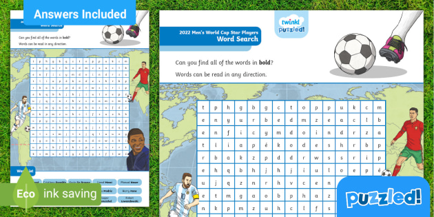 Mens world cup star players word search