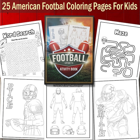 Best value football sports activity book instant download sports pages w mazes word search more ideal gift for players and fans