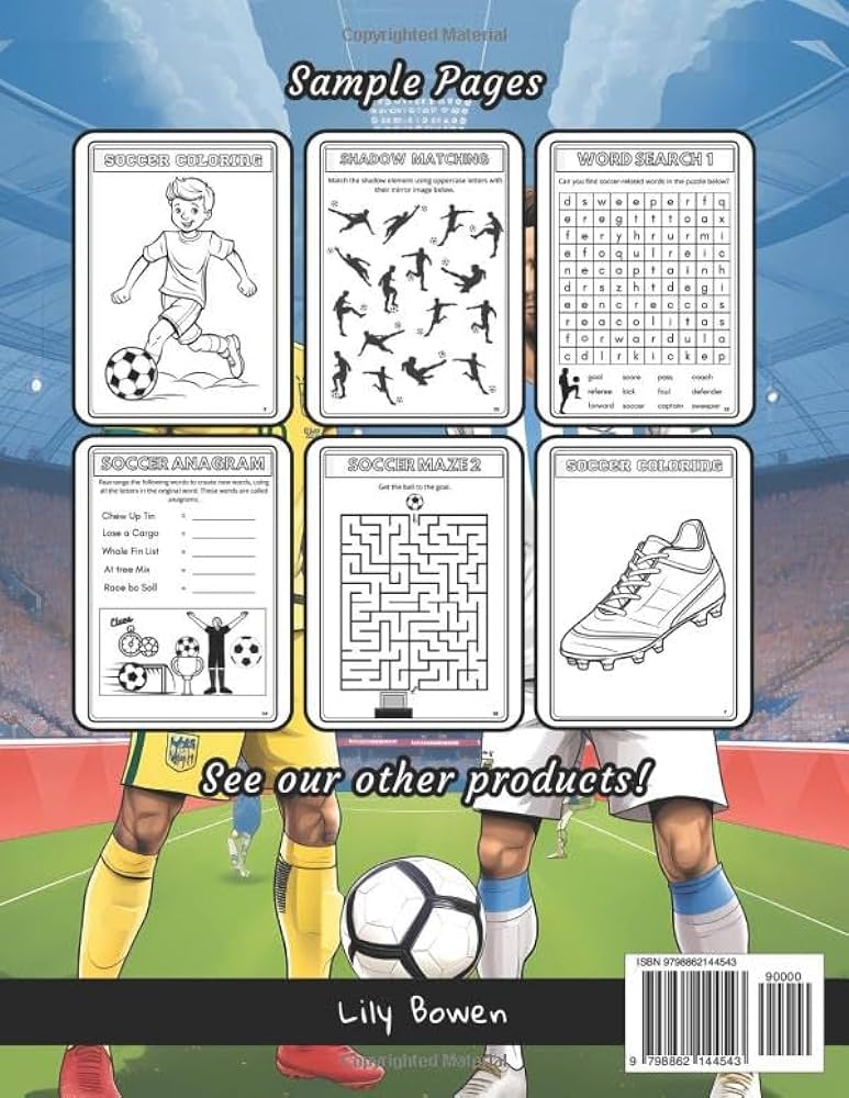 Soccer activity book for kids ages