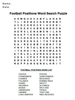 Football wordsearch puzzles word puzzles word search puzzles position words