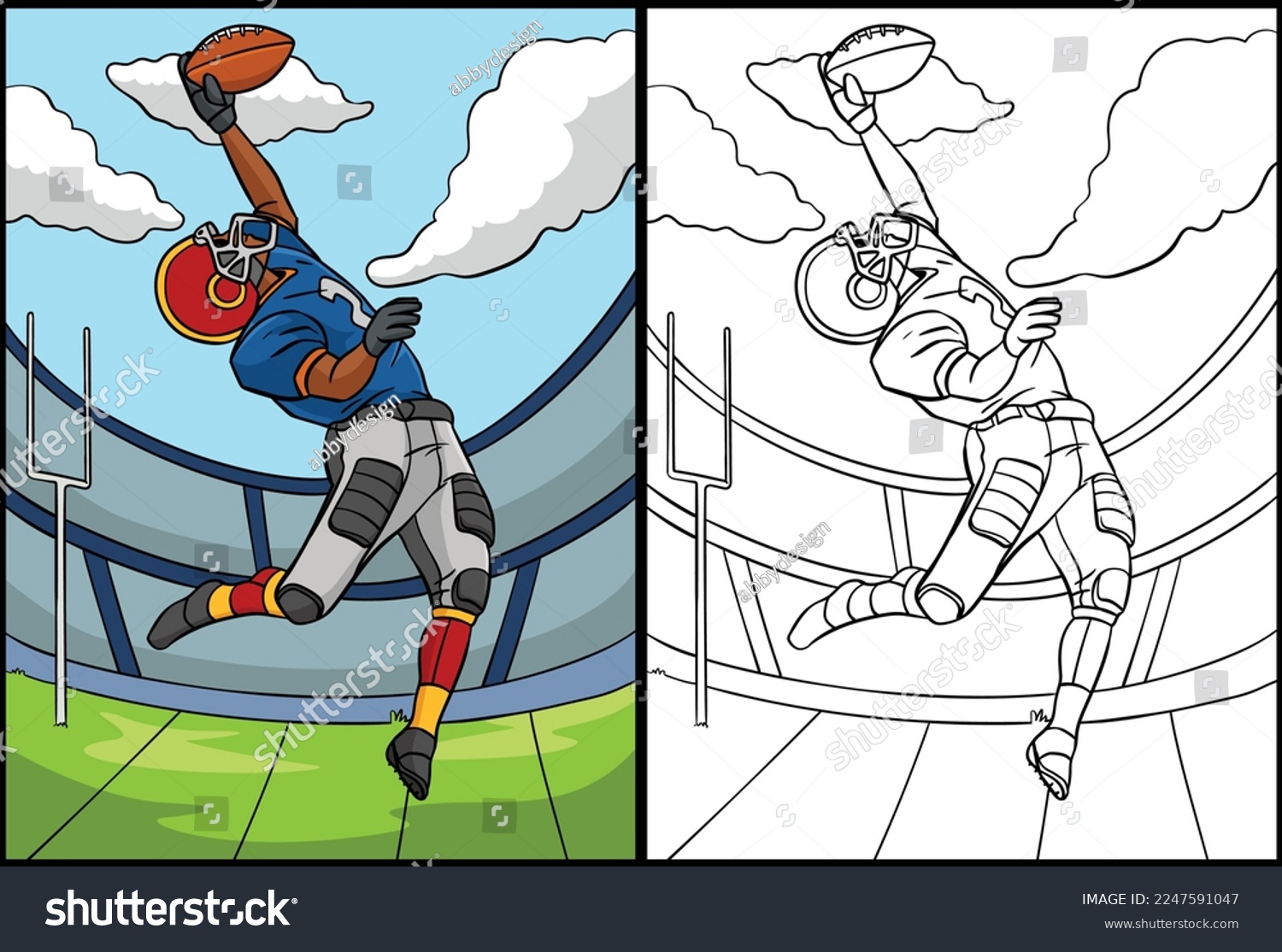 Football colouring pages stock photos