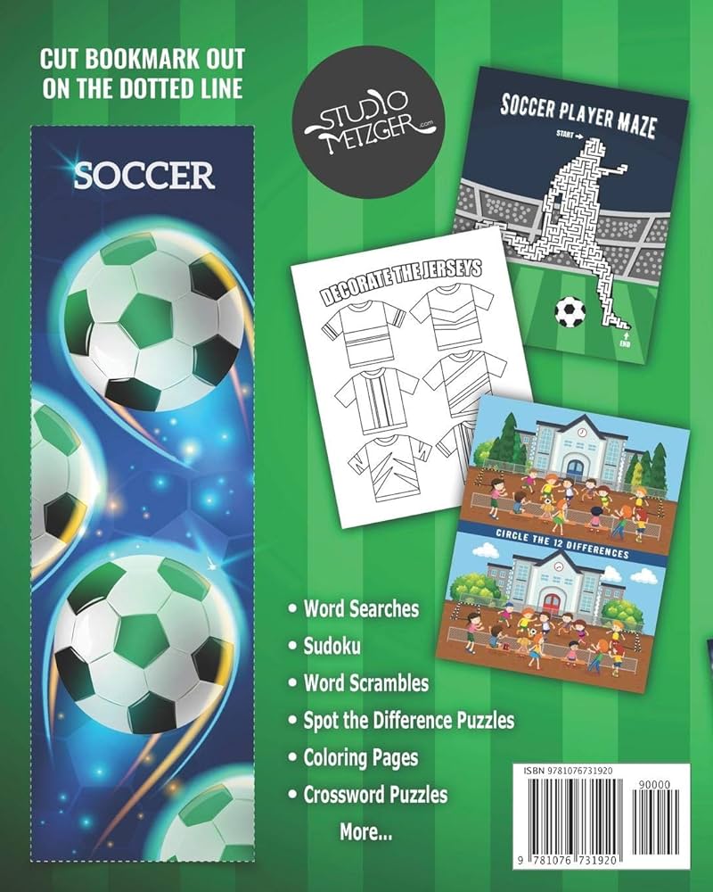 Soccer activity book for kids fun sports activities