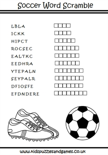 Soccer puzzle sheets