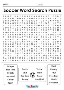 Printable soccer word search