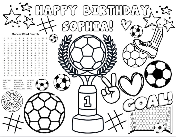 Customizable printable soccer birthday coloring pages soccer party favor soccer party activity activity placemat instant download