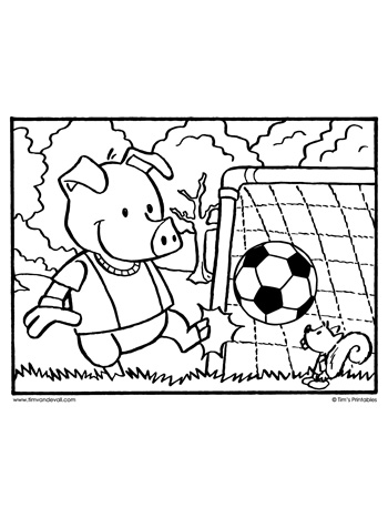 Soccer pig coloring page â tims printables