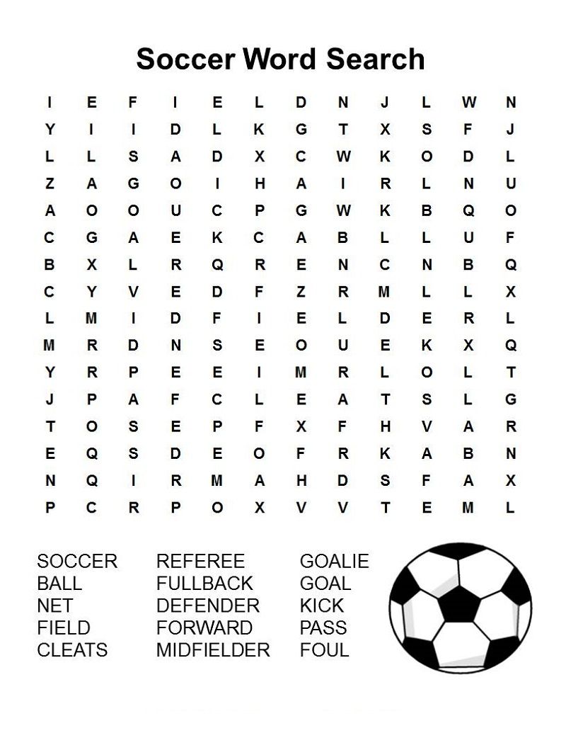 Soccer word search fun for kids football word search soccer sports coloring pages