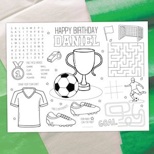 Soccer coloring placemat digital soccer ball party activity kids coloring page editable printable file download a download now