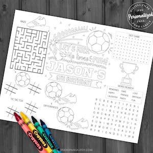 Soccer activity and coloring pages personalized soccer decoration soccer deco soccer birthday soccer party football sports messi cr
