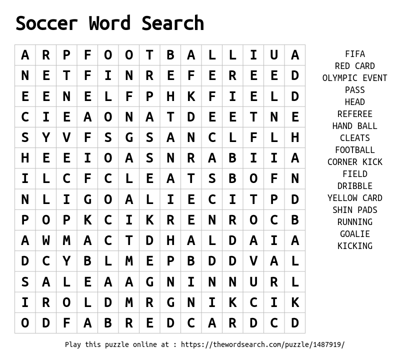 Download word search on soccer word search