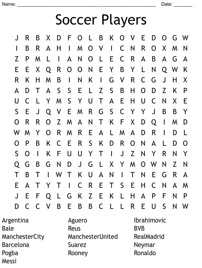 Soccer word search