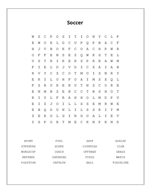 Soccer word search