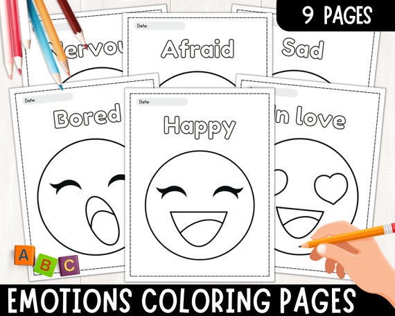 Emotions coloring pages for kids social emotional learning emotions and feelings colouring sheets social skills instant download