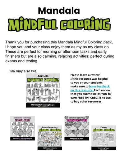 Mandala mindful coloring pages for all ages social emotional learning teaching resources