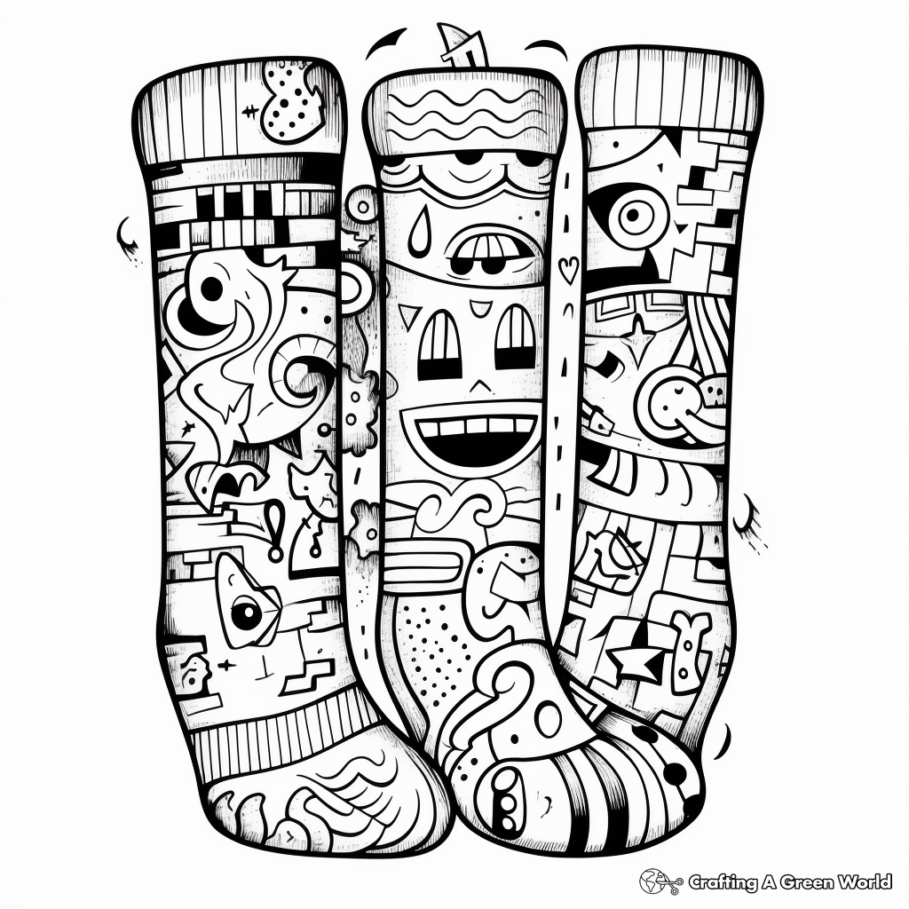 Crazy socks coloring pages