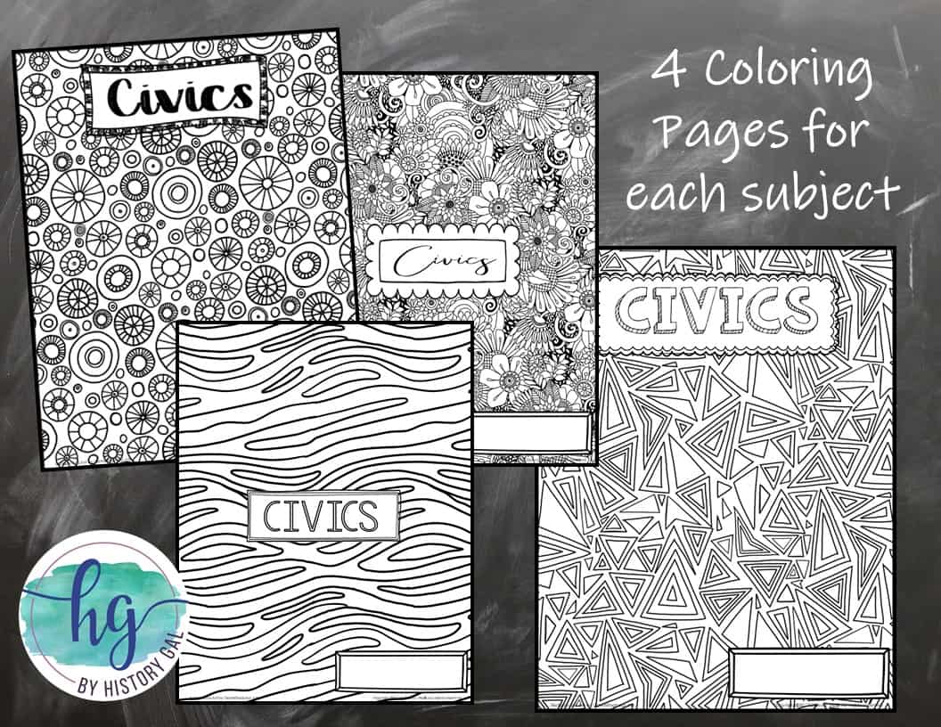 Zen coloring pages for social studies notebooks