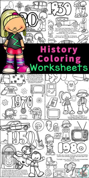 Free american decades history coloring pages