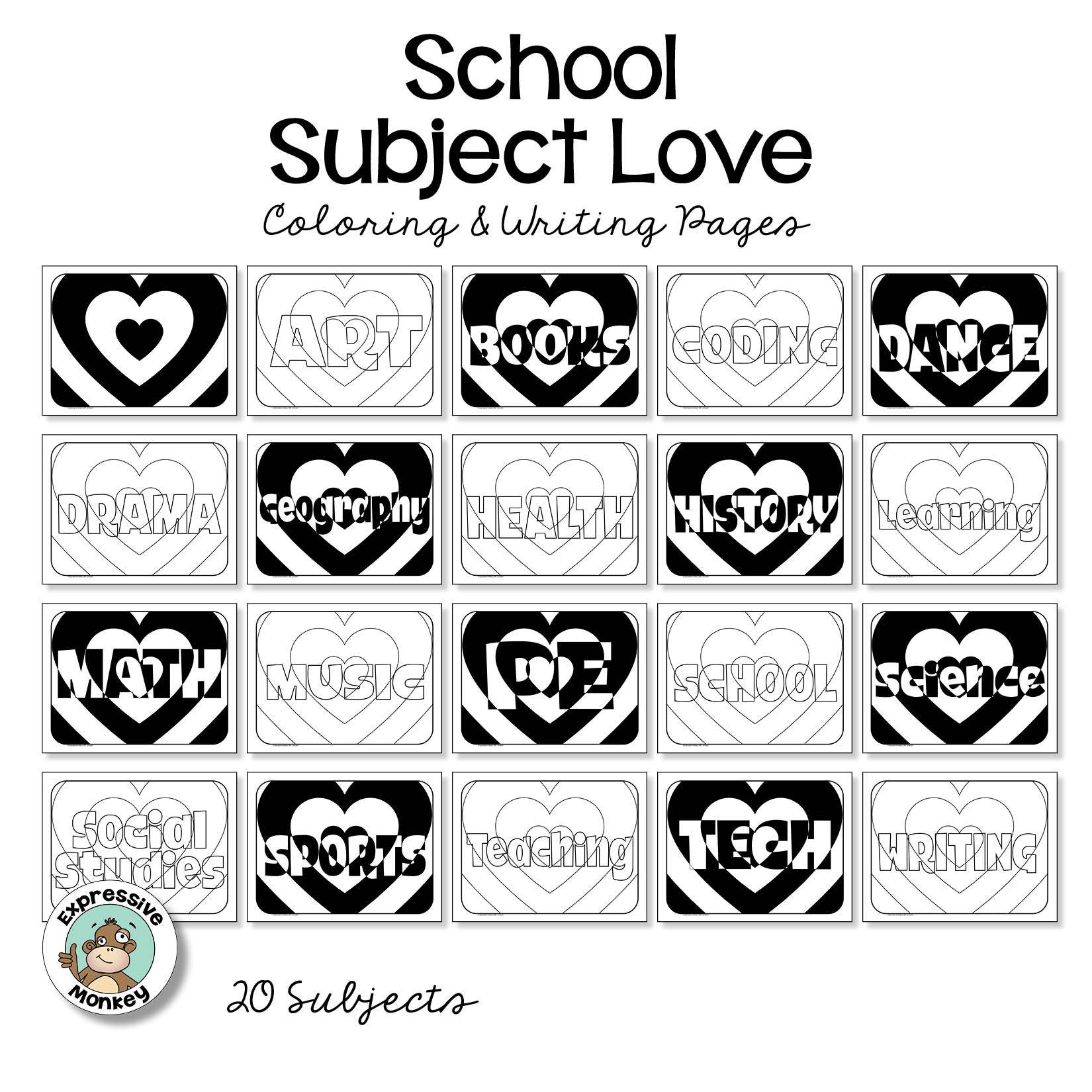 School subject coloring pages