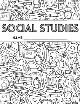 Social studies bindernotebook cover coloring page by create with hart