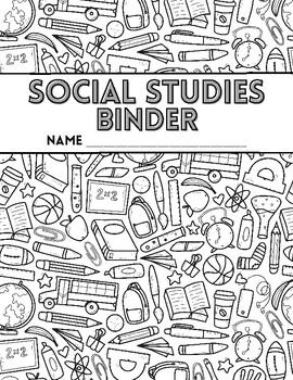 Social studies bindernotebook cover coloring page by create with hart