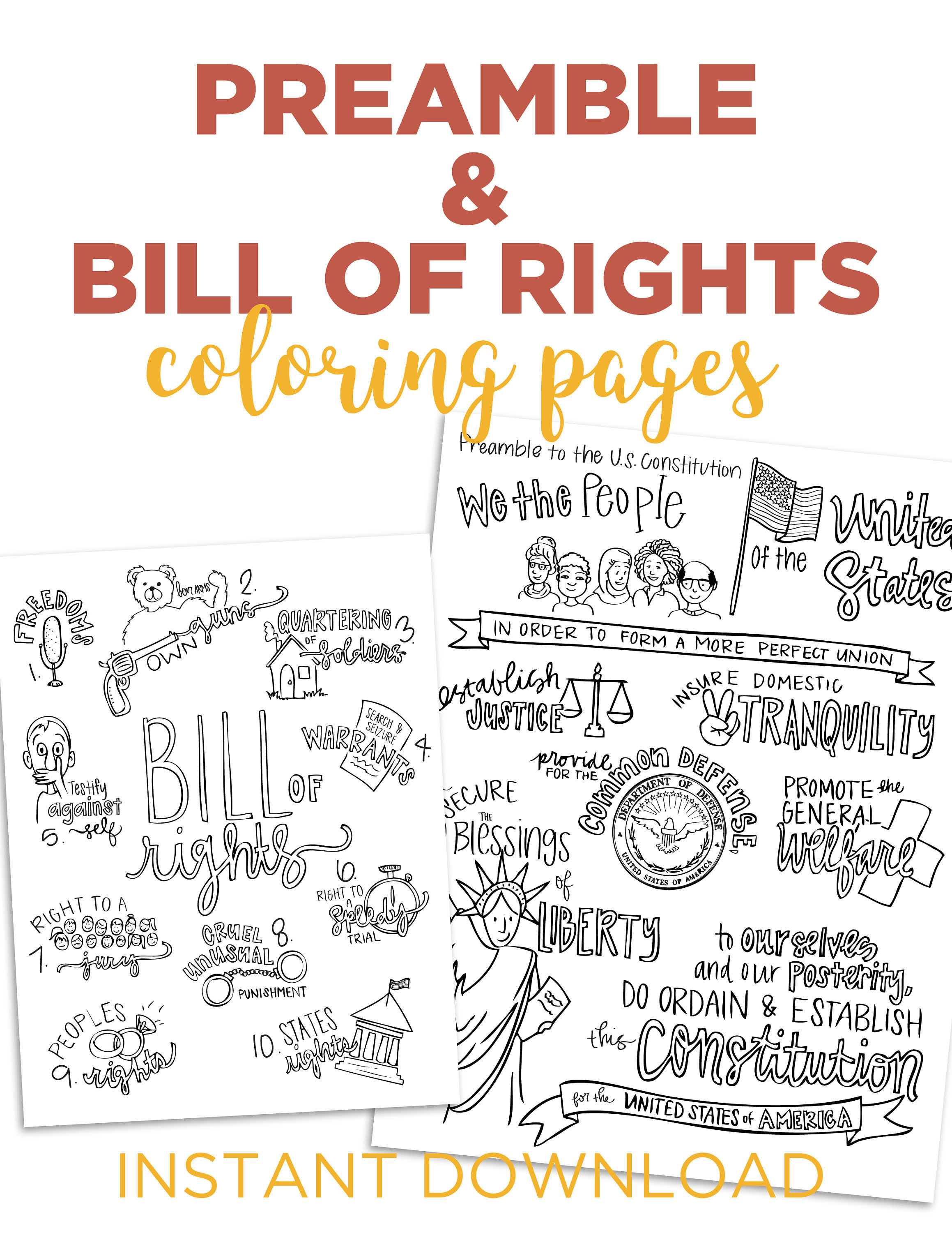 Color the preamble and bill of rights