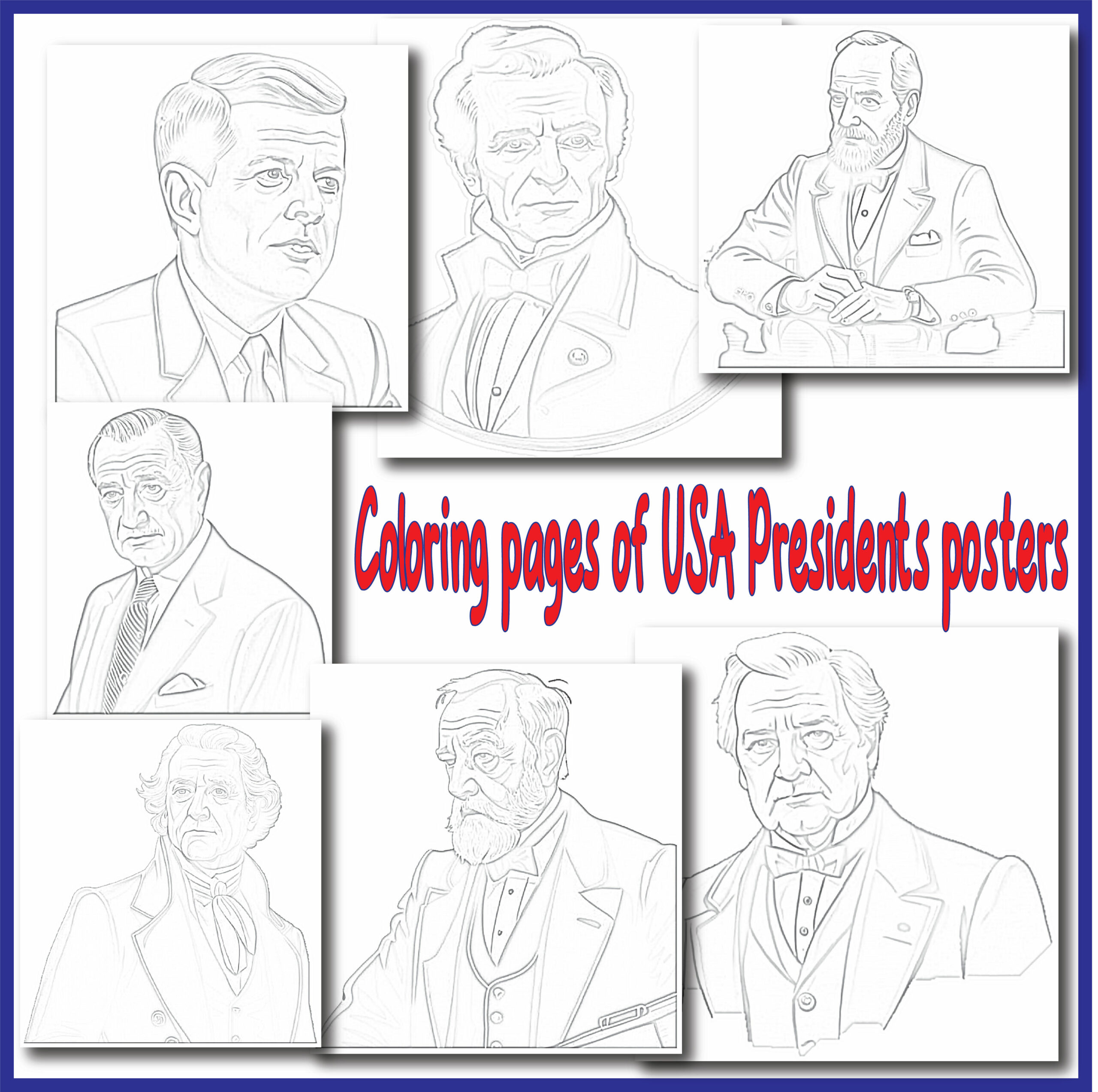 Printable united states presidents stickers coloring pages us presidents clipart digital sticker made by teachers