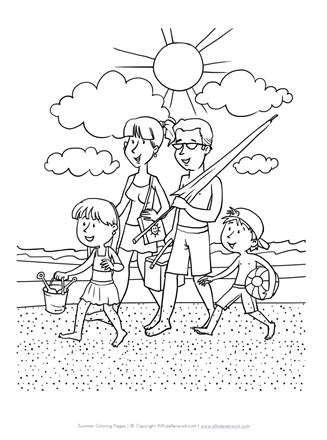 Beach vacation coloring page all kids network