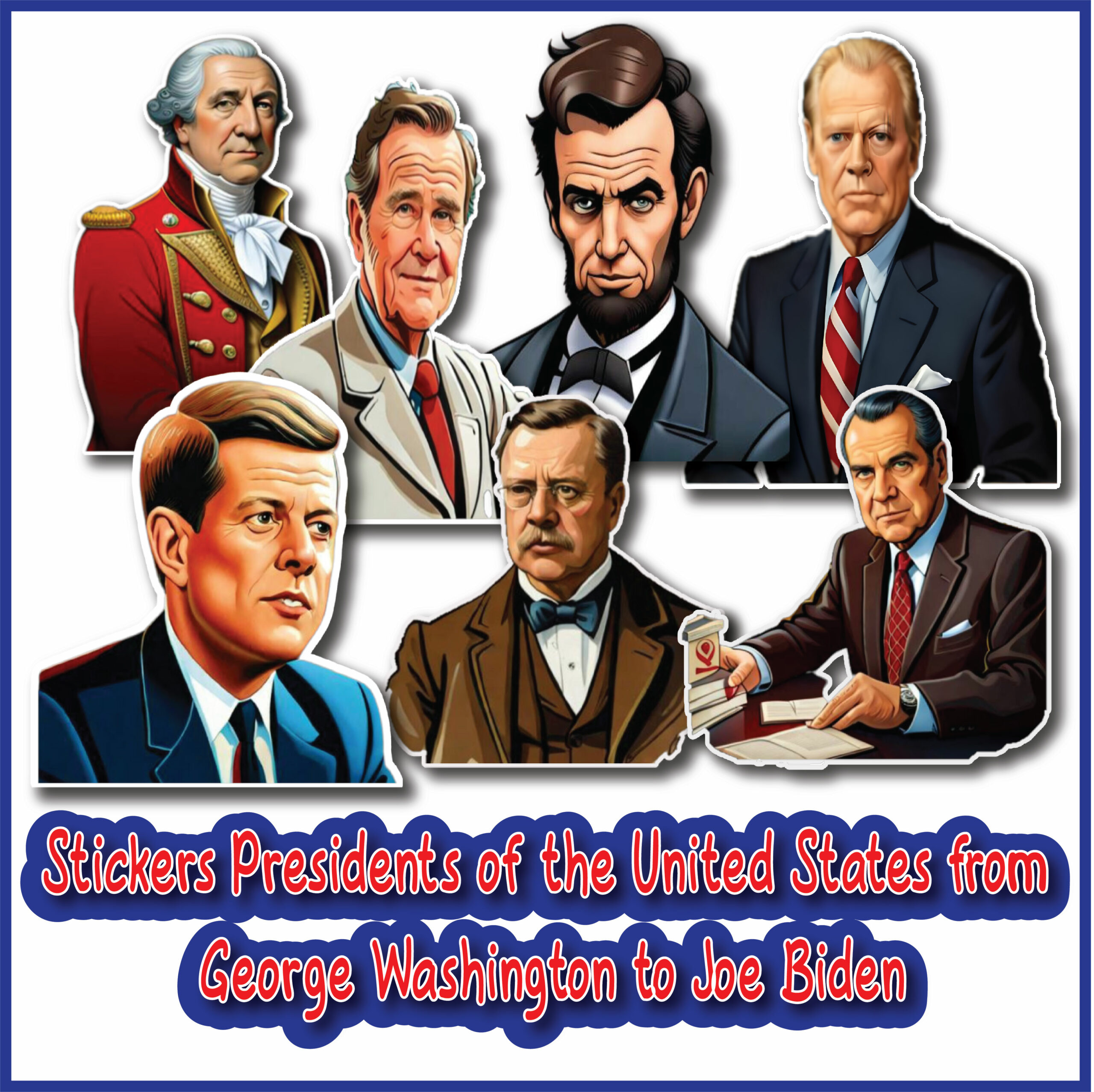 Printable united states presidents stickers coloring pages us presidents clipart digital sticker made by teachers