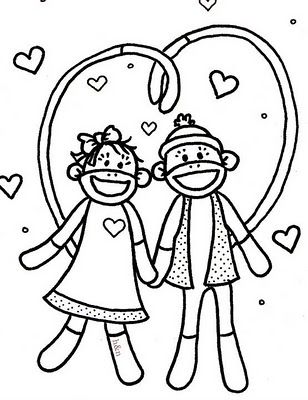 Fun sock monkey coloring pages for kids