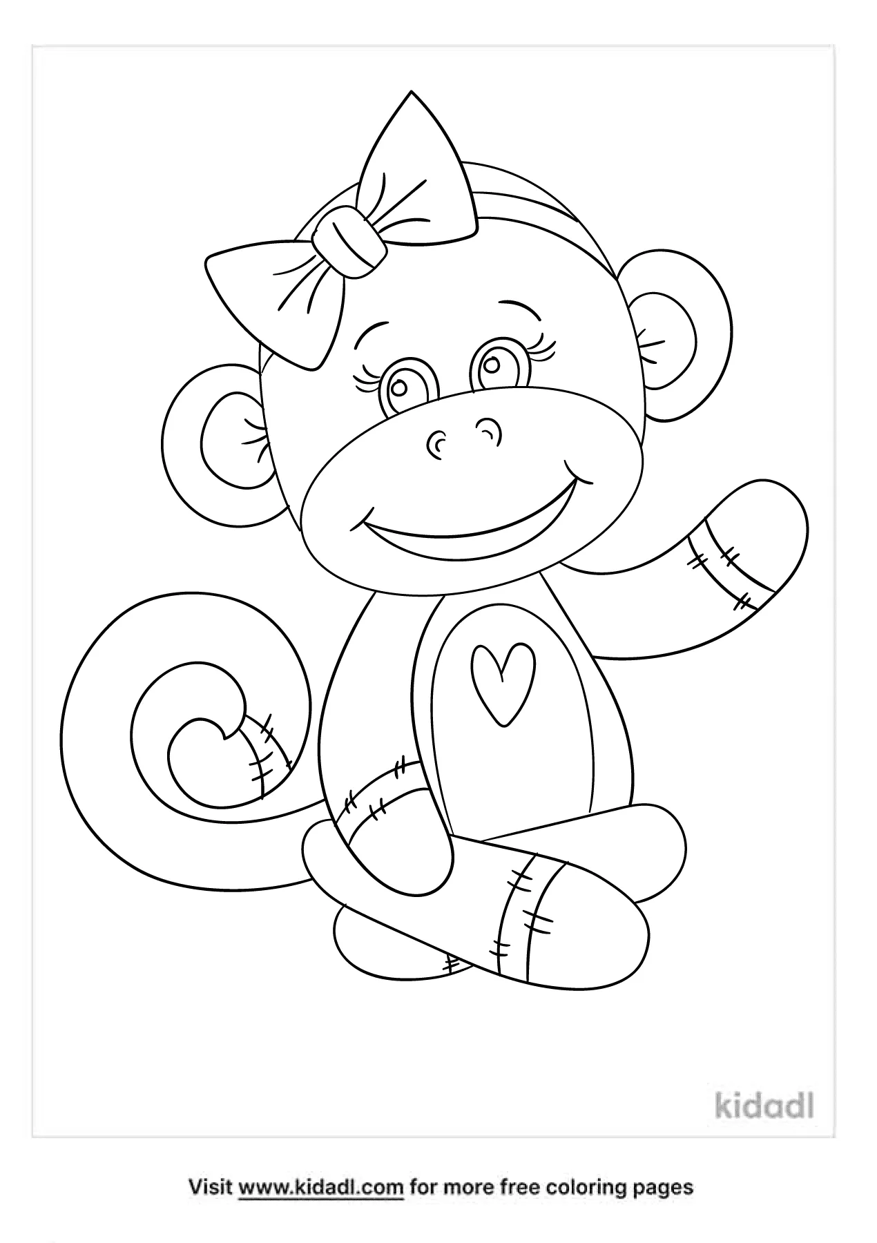 Free sock monkey coloring page coloring page printables