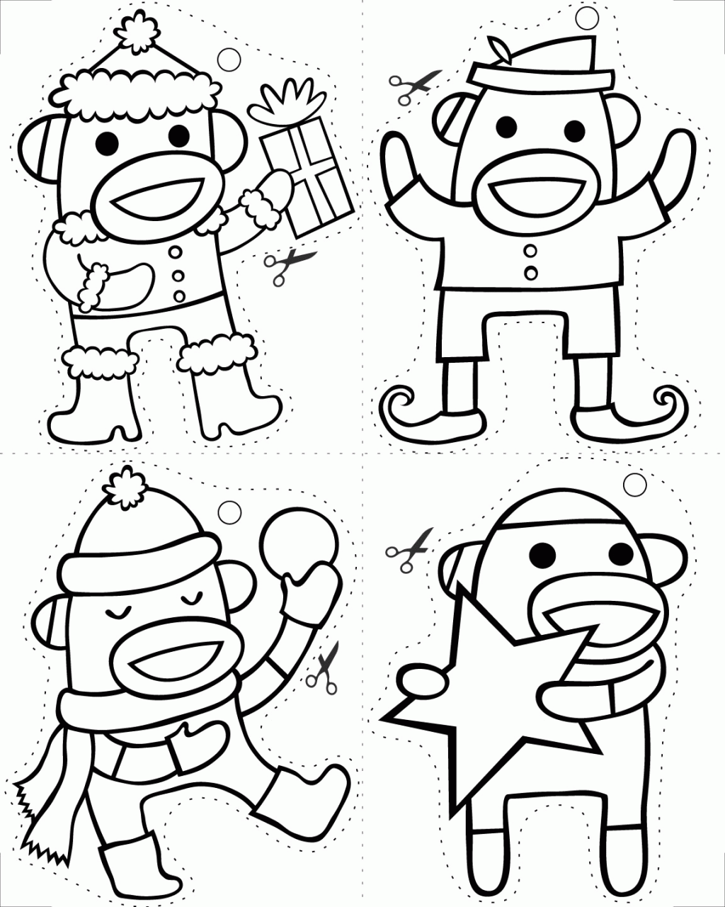 Get this sock monkey coloring pages