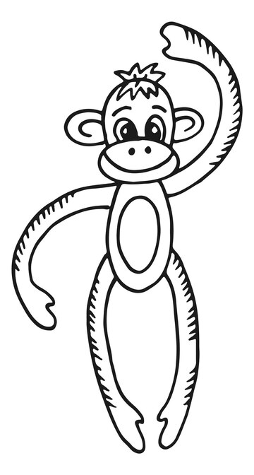 Premium vector sock monkey sketch funny soft animal toy