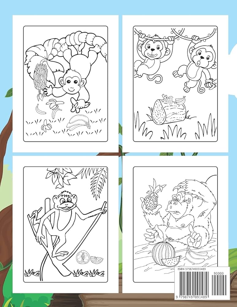 Sock monkeys coloring book for kids coloring pages for toddlers with funny and cute monkeys unique design monkey kids coloring book gift for son grandson friend and more vol