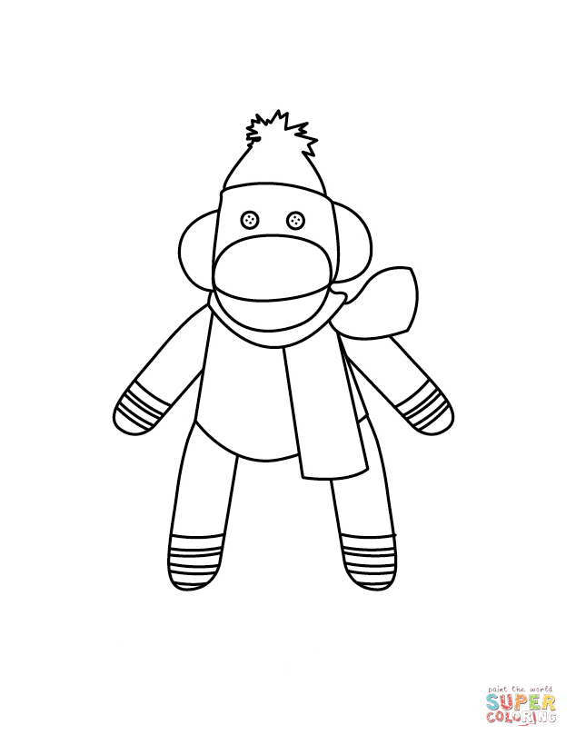 Mr sock monkey coloring page free printable coloring pages