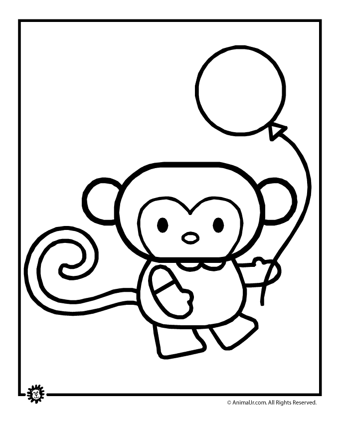 Animal jr cute animal coloring page monkey