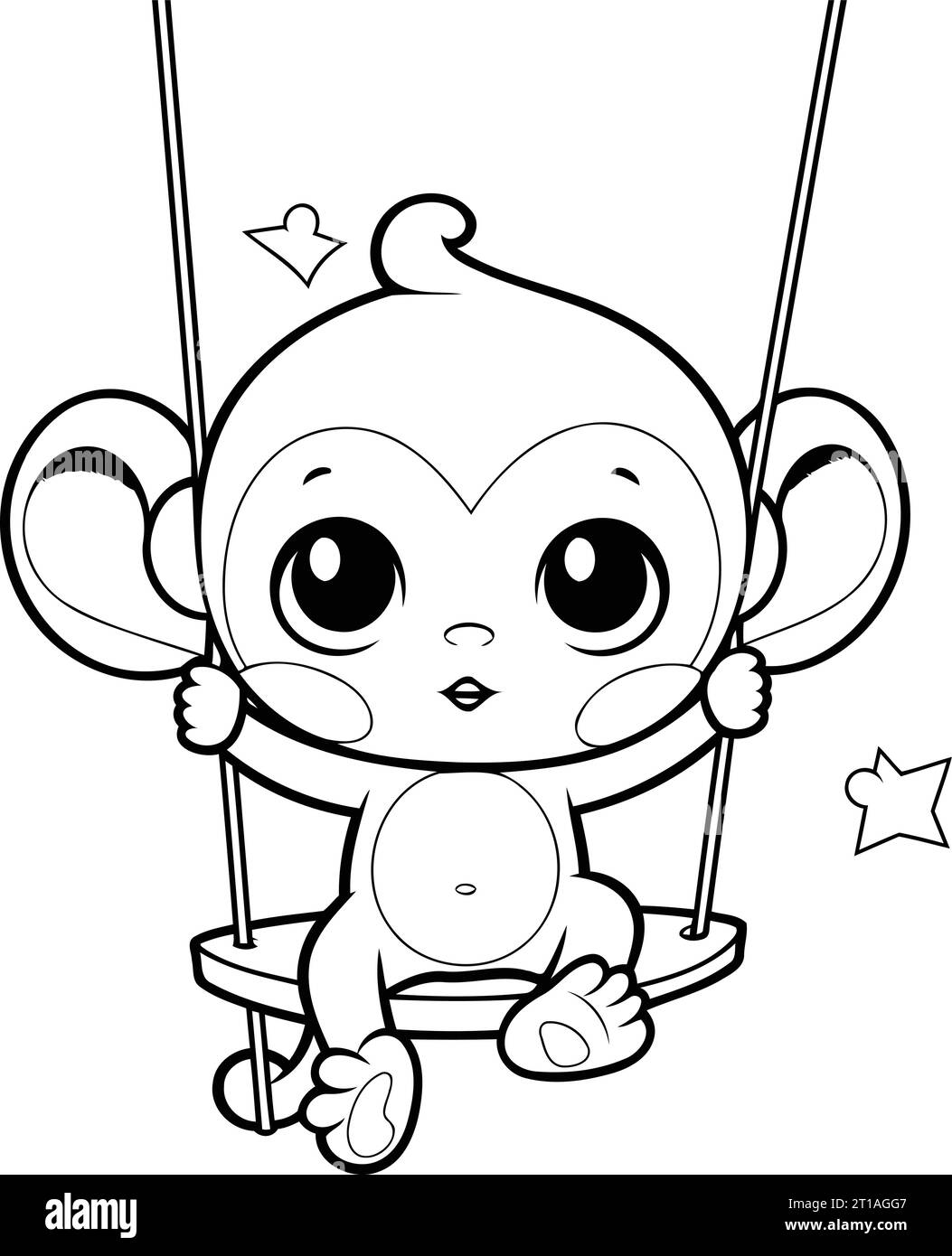 Coloring page swing black and white stock photos images