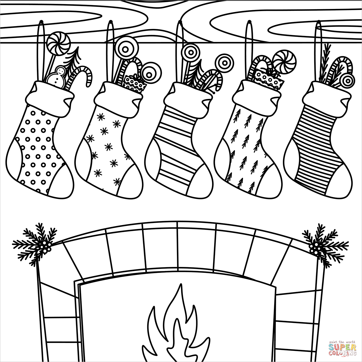 Christmas stocking coloring page free printable coloring pages