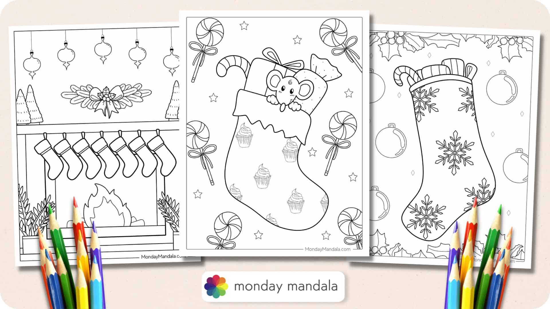 Christmas stockings coloring pages free printables