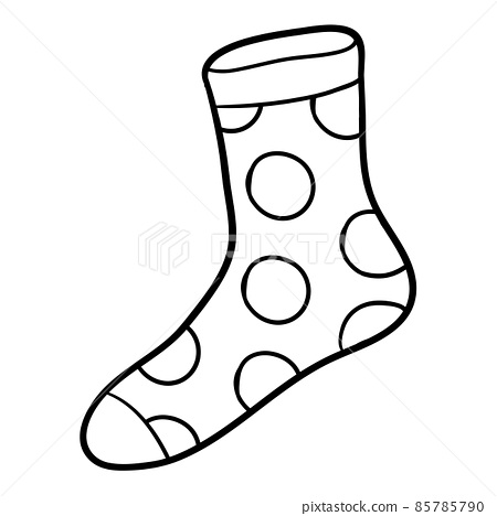 Coloring book for kids sock with polka dot