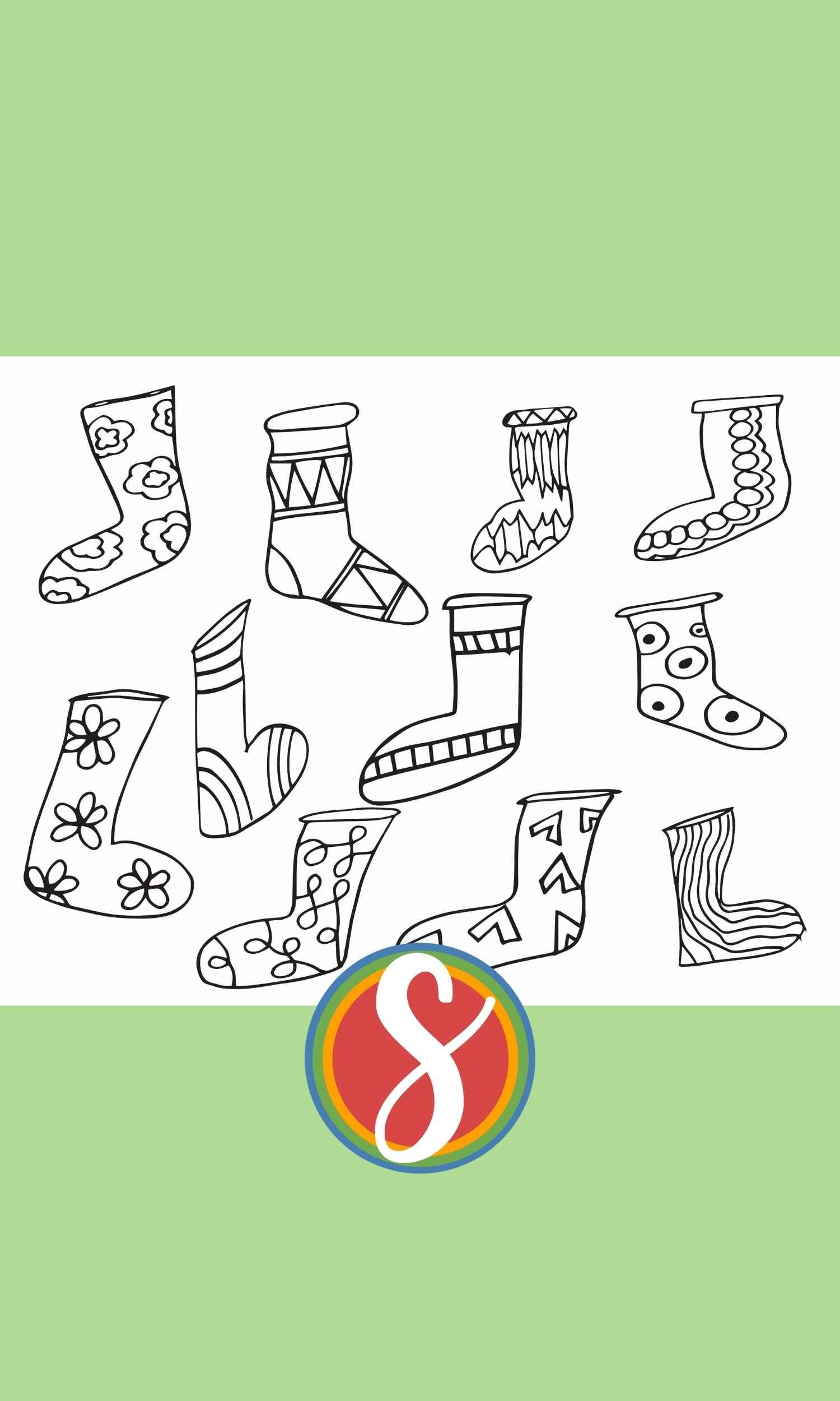 Free silly socks coloring page â stevie doodles