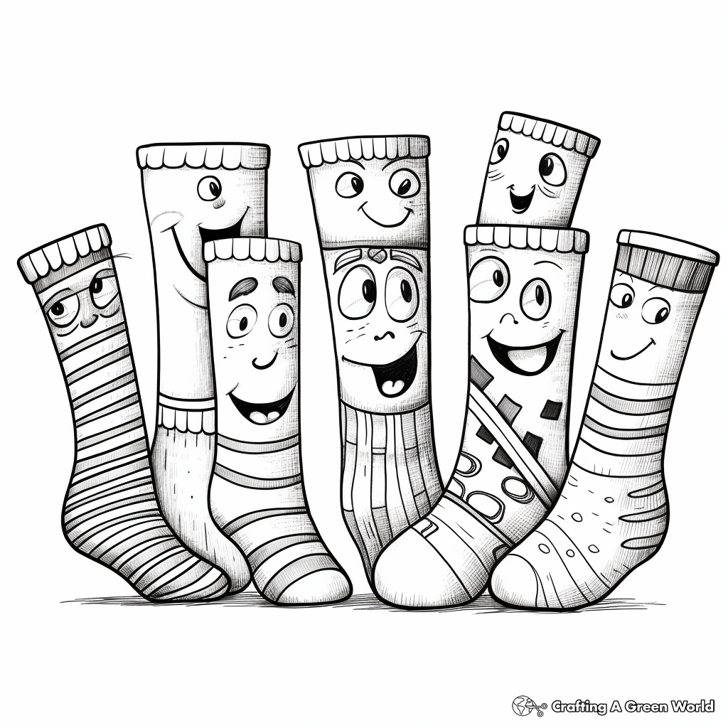 Crazy socks coloring pages