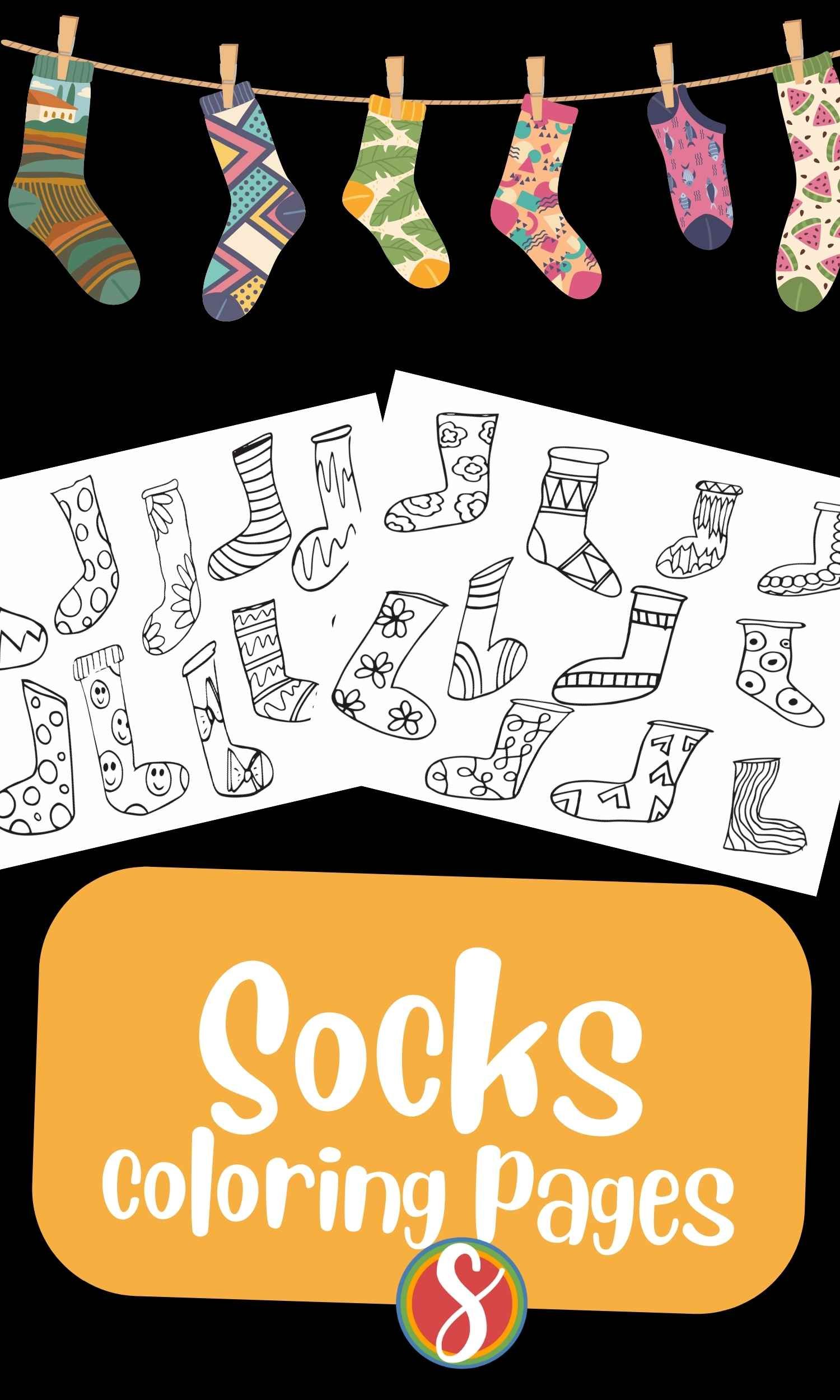 Free silly socks coloring page â stevie doodles