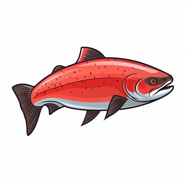 Premium ai image sockeye salmon beautiful hand drawn flat coloring book kawaii line art