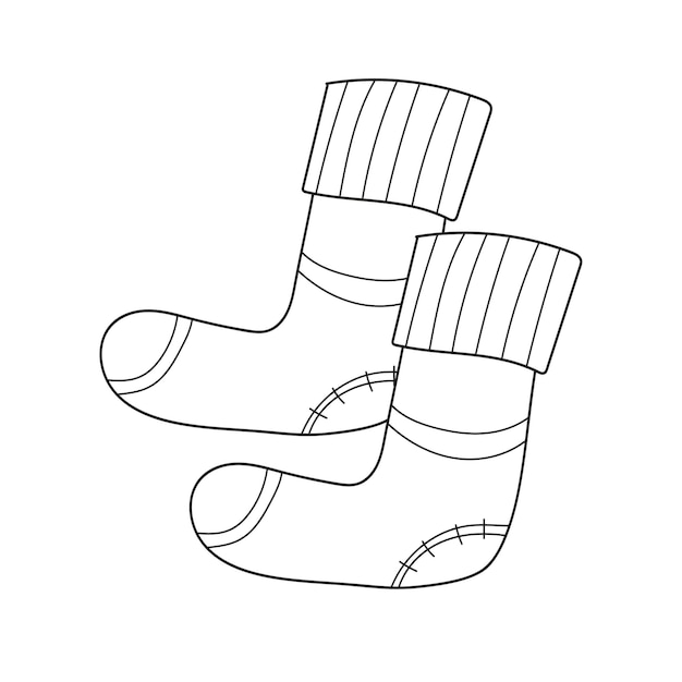 Premium vector simple coloring page coloring book for children warm knee socks