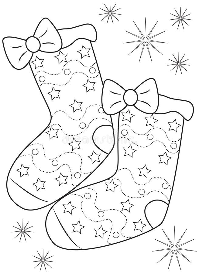 Pair of socks coloring page stock illustration