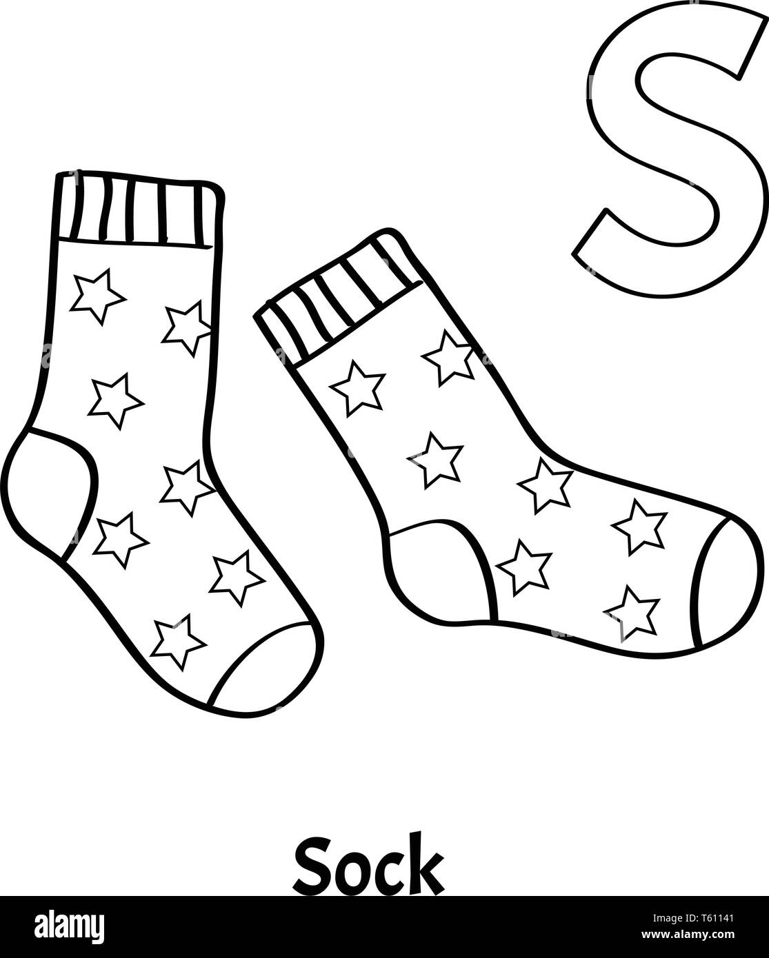 Vector alphabet letter s coloring page sock stock vector image art