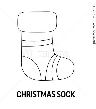 Coloring page with christmas sock for kids