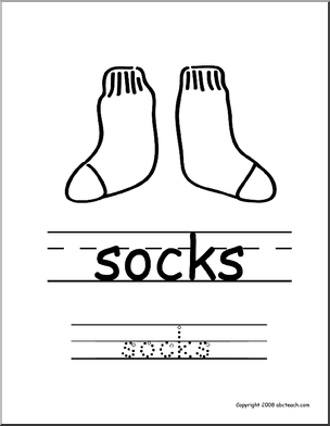 Coloring page write and color socks esl