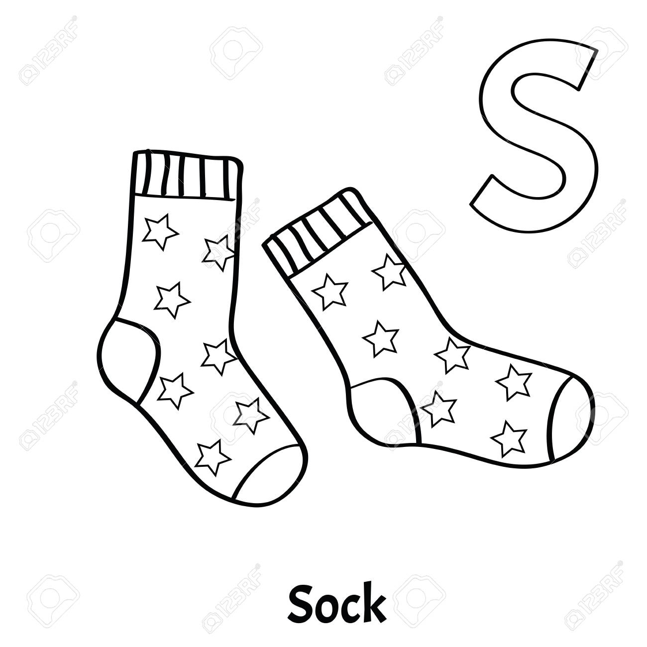 Vector alphabet letter s coloring page sock royalty free svg cliparts vectors and stock illustration image